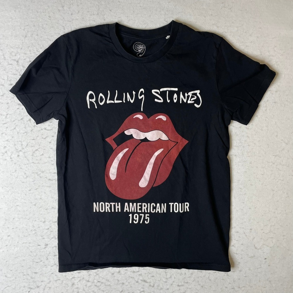 Rolling Stones North‎ American Tour 1975 Black T Shirt Size S